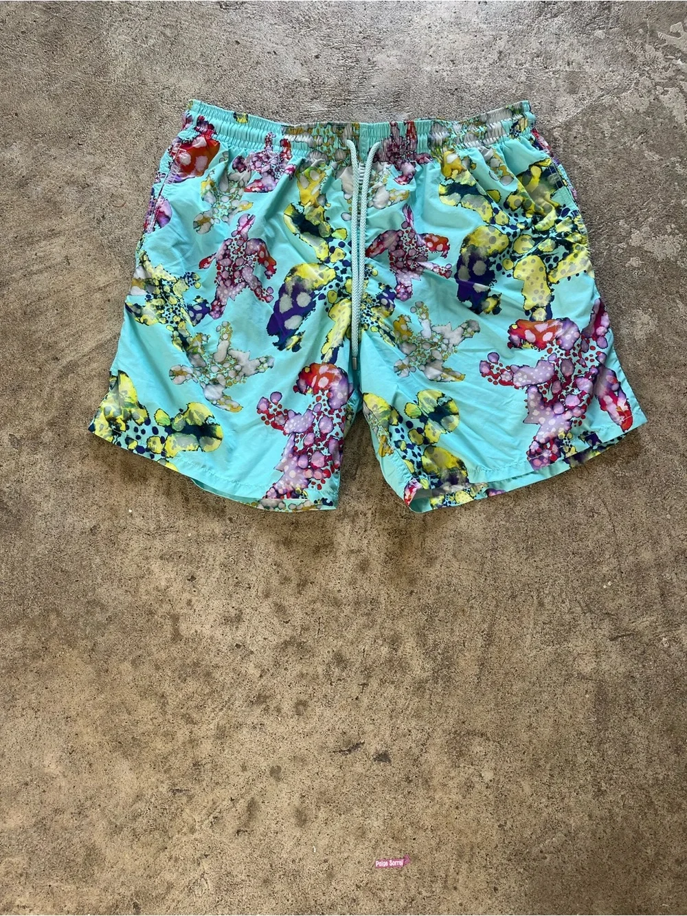 BILEBREQUIN Aqua Multi Floral Swim Trunks - Men's Light Aqua Swim Shorts